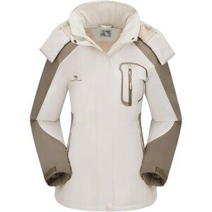 Women's M-beige Ski Jacket Winter  Waterproof Female Jacket
